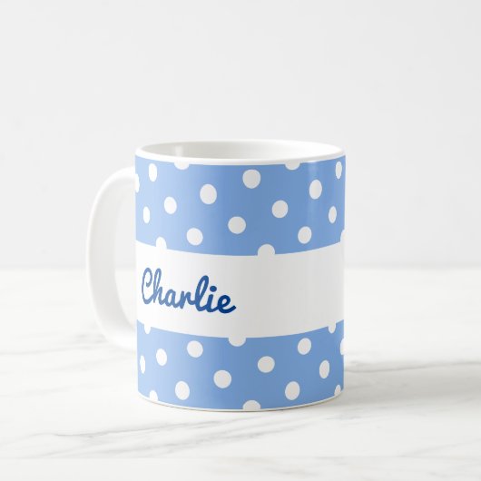 Red Polka Dot Pattern Stilvolle Personalisierte Kü Kaffeetasse (Vorderseite Links)