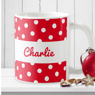 Red Polka Dot Pattern Stilvolle Personalisierte Kü Kaffeetasse