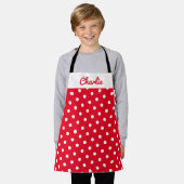 Red Polka Dot Pattern Stilvolle Personalisierte Kü Schürze (Getragen)