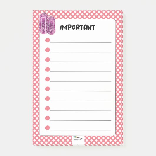 Red Polka Dot Red Wine Diamant WICHTIG Post-it Klebezettel (Vorderseite)