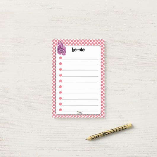 Red Polka Dot Red Wine Diamonds TO-DO Post-it Klebezettel (Auf Schreibtisch)