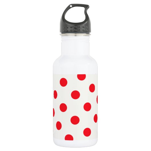 Red Polka Dot Retro Design Edelstahlflasche (Vorderseite)
