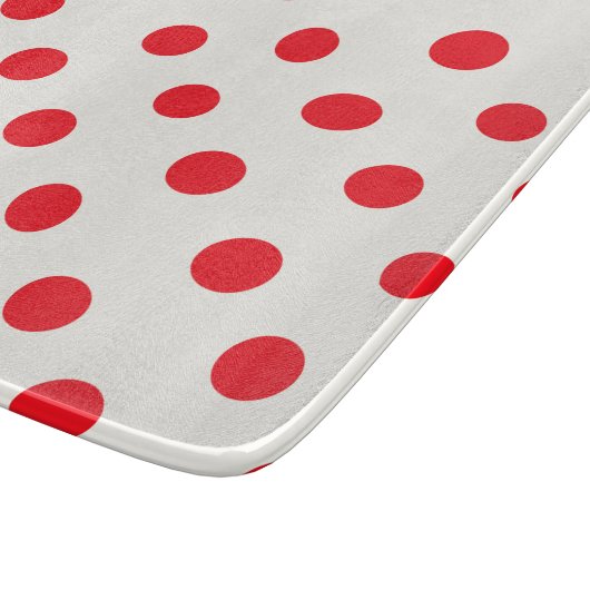 Red Polka Dot Retro Design Schneidebrett (Ecke)