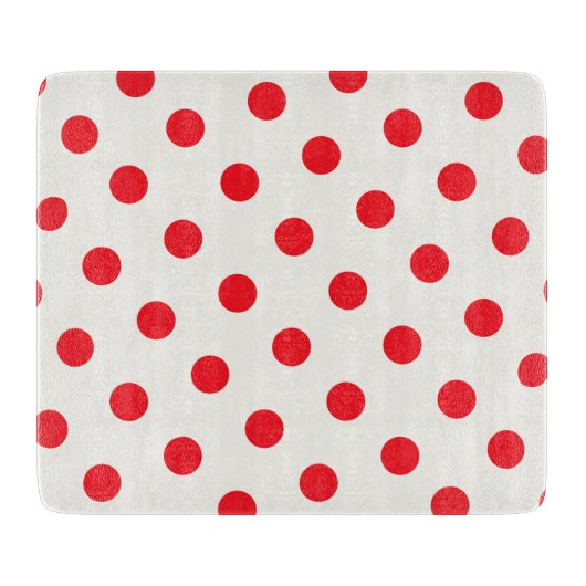 Red Polka Dot Retro Design Schneidebrett (Vorderseite)