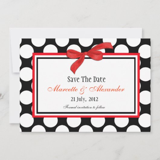 Red Polka Dot Save the Date (Vorderseite)