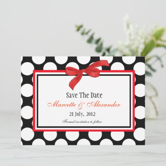 Red Polka Dot Save the Date (Stehend Vorderseite)