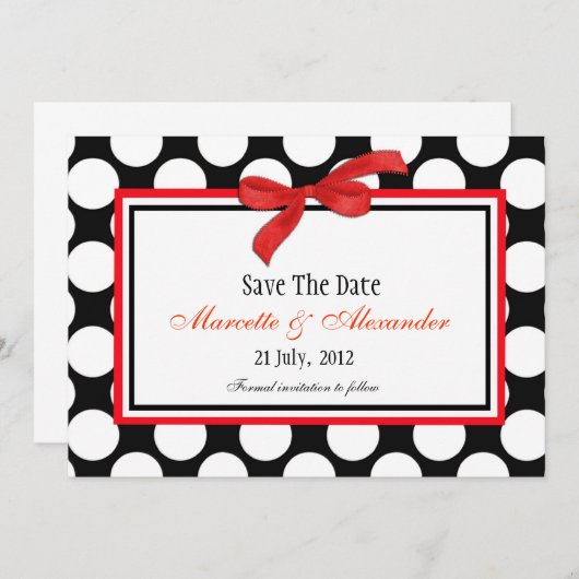 Red Polka Dot Save the Date (Vorne/Hinten)