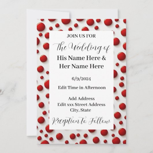 Red Polka Dot Style Einladung personalisieren (Vorderseite)