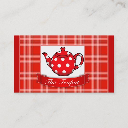 Red Polka Dot Teapot Café Visitenkarte (Vorderseite)