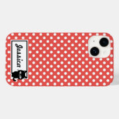Red Polka Dot und Black Cat Personalisiert Case-Mate iPhone Hülle (Rückseite (Horizontal))