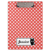 Red Polka Dot und Black Cat Personalisiert Klemmbrett (Vorderseite)