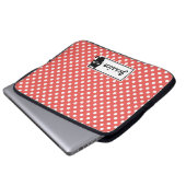 Red Polka Dot und Black Cat Personalisiert Laptopschutzhülle (Vorne Knopf)