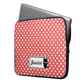 Red Polka Dot und Black Cat Personalisiert Laptopschutzhülle (Vorderseite Links)