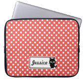 Red Polka Dot und Black Cat Personalisiert Laptopschutzhülle (Vorderseite)