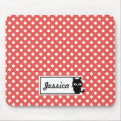 Red Polka Dot und Black Cat Personalisiert Mousepad (Vorne)