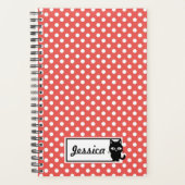 Red Polka Dot und Black Cat Personalisiert Planer (Vorderseite)