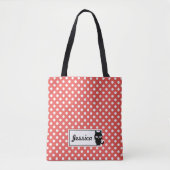 Red Polka Dot und Black Cat Personalisiert Tasche (Vorderseite)