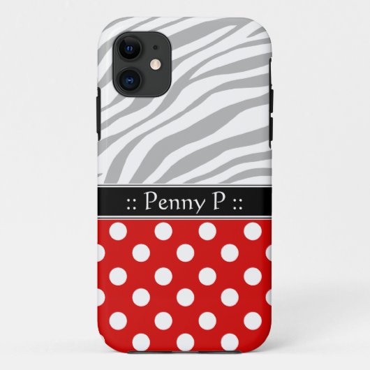 Red Polka Dot verblasste Zebra Print iPhone 5 Fall Case-Mate iPhone Hülle (Rückseite)