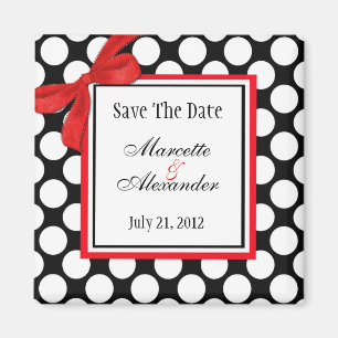 Red Polka Dot Wedding speichern das Datum Magnet