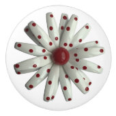 Red Polka Dot White Fun Hippie Daisy Blume Floral Keramikknauf (Vorderseite)