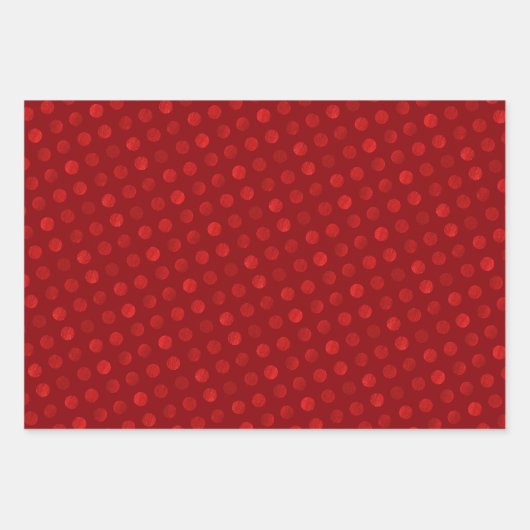 Red Polka Dots Abstrakt Moderne Elegante Weihnacht Geschenkpapier Set (Vorderseite)