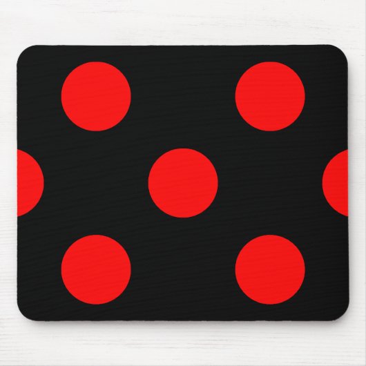 Red Polka Dots auf Black Mousepad (Vorne)