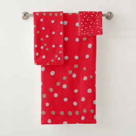 Red Polka Dots Badhandtuch Set