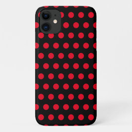 Red Polka Dots Black iPhone Case oder wählen Sie F