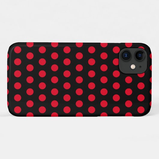 Red Polka Dots Black iPhone Case oder wählen Sie F (Rückseite (Horizontal))