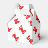 Red Polka Dots Bows auf weißem Hintergrund Geschenkschachtel (Rückseite)