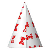 Red Polka Dots Bows auf weißem Hintergrund Partyhütchen (Rückseite)