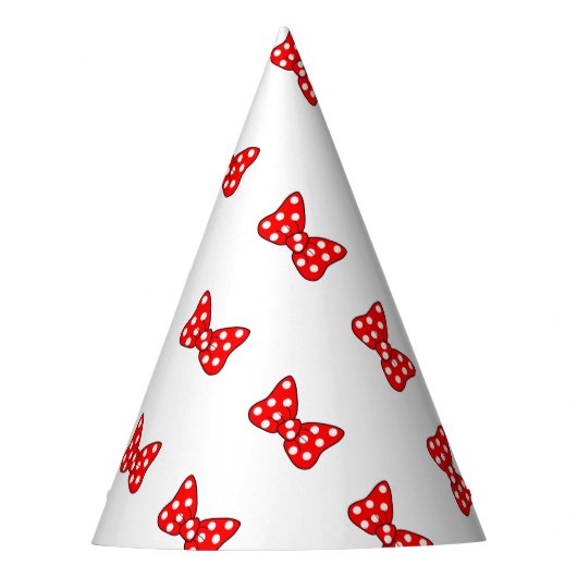 Red Polka Dots Bows auf weißem Hintergrund Partyhütchen (Vorderseite)
