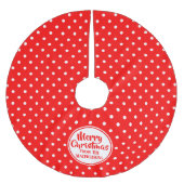Red Polka Dots Christmas Tree Skirt Polyester Weihnachtsbaumdecke (Vorderseite)