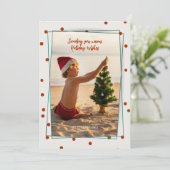 Red Polka Dots Foto Holiday Card Einladung (Stehend Vorderseite)