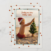 Red Polka Dots Foto Holiday Card Einladung (Vorne/Hinten)