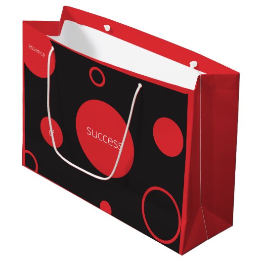 Red Polka Dots Große Geschenktasche Geschenktüte (Vorderseite Schrägansicht)