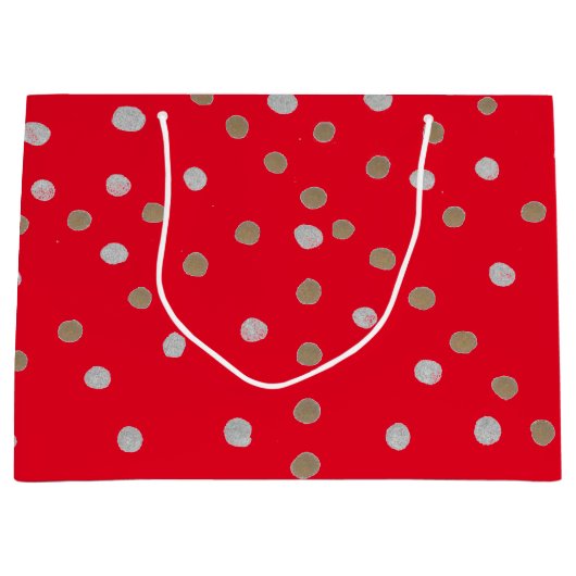 Red Polka Dots Große Geschenktüte (Vorderseite)
