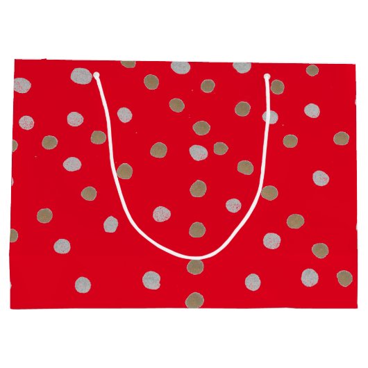 Red Polka Dots Große Geschenktüte (Rückseite)
