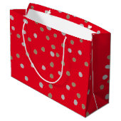 Red Polka Dots Große Geschenktüte (Rückseite Schrägansicht)