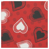 Red Polka Dots Lace Hearts Stoff (Nahaufnahme)