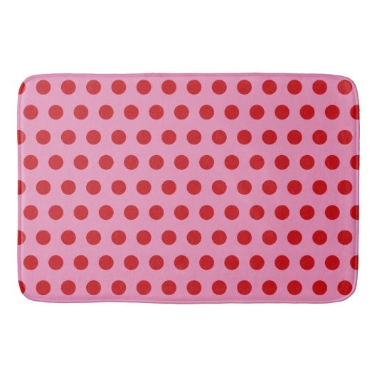 Red Polka Dots on Pink Badematte (Vorderseite)