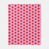 Red Polka Dots on Pink Fleecedecke (Vorderseite)