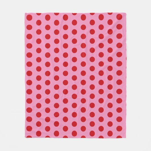 Red Polka Dots on Pink Fleecedecke (Vorderseite)