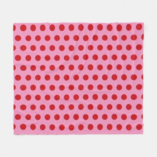Red Polka Dots on Pink Fleecedecke (Vorderseite (Horizontal))