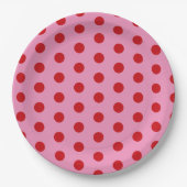 Red Polka Dots on Pink Pappteller (Vorderseite)