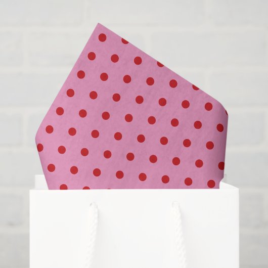 Red Polka Dots on Pink Seidenpapier (Geschenktüte)