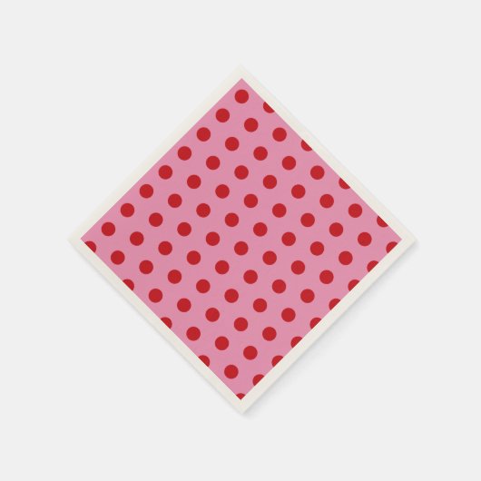 Red Polka Dots on Pink Serviette (Ecke)