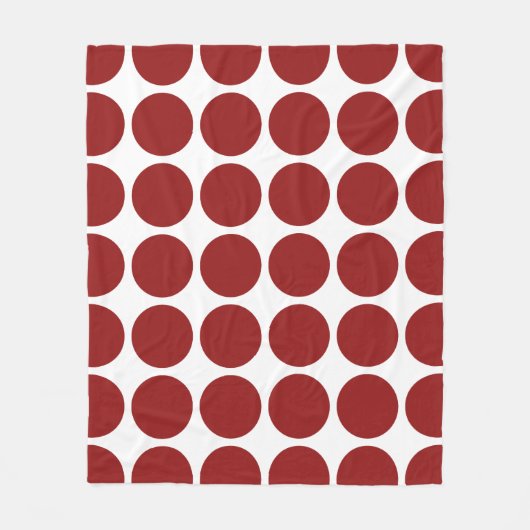 Red Polka Dots on White Fleecedecke (Vorderseite)