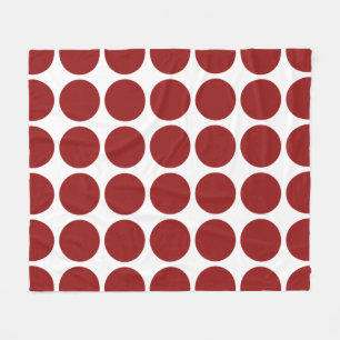Red Polka Dots on White Fleecedecke