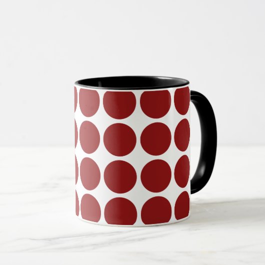 Red Polka Dots on White Tasse (VorderseiteRechts)